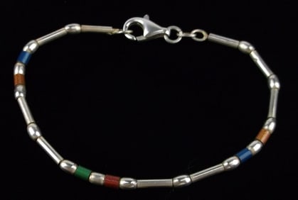 Mint Vintage Colorful Sterling Silver Bracelet 7"