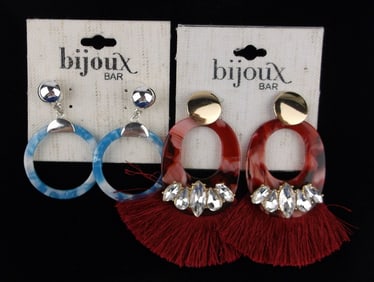 2 New Bijoux Bar Rhinestone Earrings Sets Lot $46