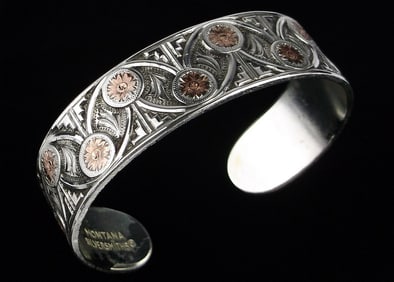 Stunning Vint Montana Silversmiths Cuff Bracelet 6-7.5"