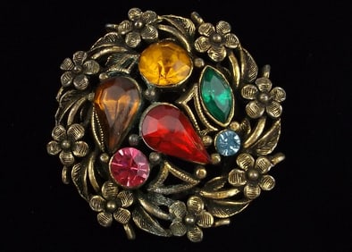 Stunning Vintage 1960s Designer Rhinestone Brooch