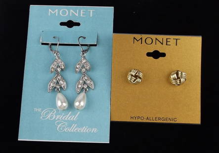 2 New Monet Rhinestone Earrings Sets Lot $39: new condition
