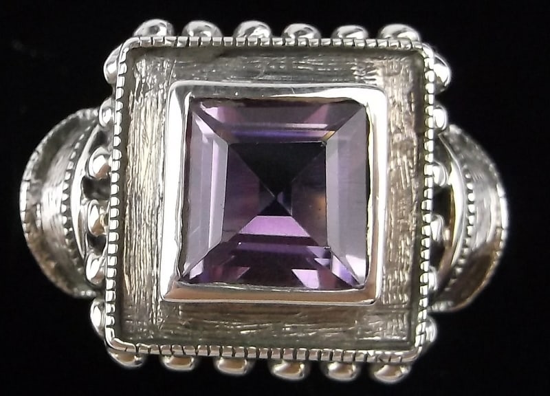 Mint Vintage Thick Sterling Silver Amethyst Ring 10 (1 of 3)