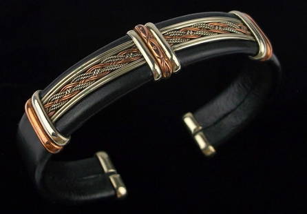 Mint Vint Southwest Copper Brass Leather Cuff Bracelet 7-8": Mint Condition, In Like New Condition, Perfect