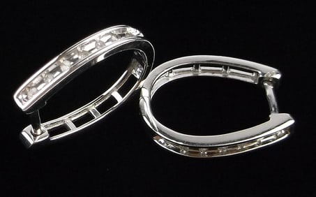 Mint Vintage Designer Sterling Silver Diamond Earrings