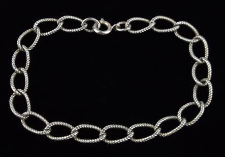 Mint 1950s AJC Co Sterling Silver Chain Bracelet 7.25": Guaranteed Solid 925 Sterling Silver, in Excellent Condition