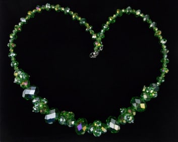 Mint Vintage Green Crystal Necklace 20"