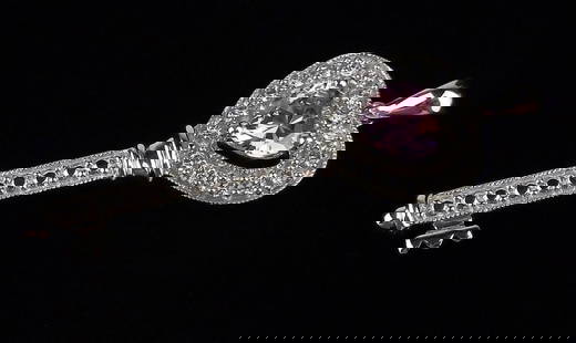 New Designer Vint Sterling Silver Pink Tourmaline Key Pendant: Solid Sterling Silver Guaranteed, in Brand New Never Worn Condition.