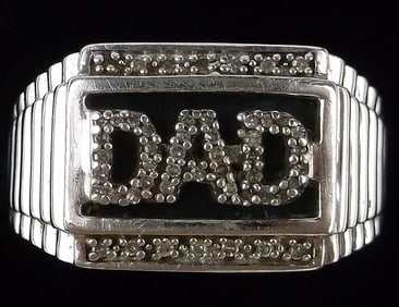 Mint Vintage Sterling Silver Diamond DAD Ring 11