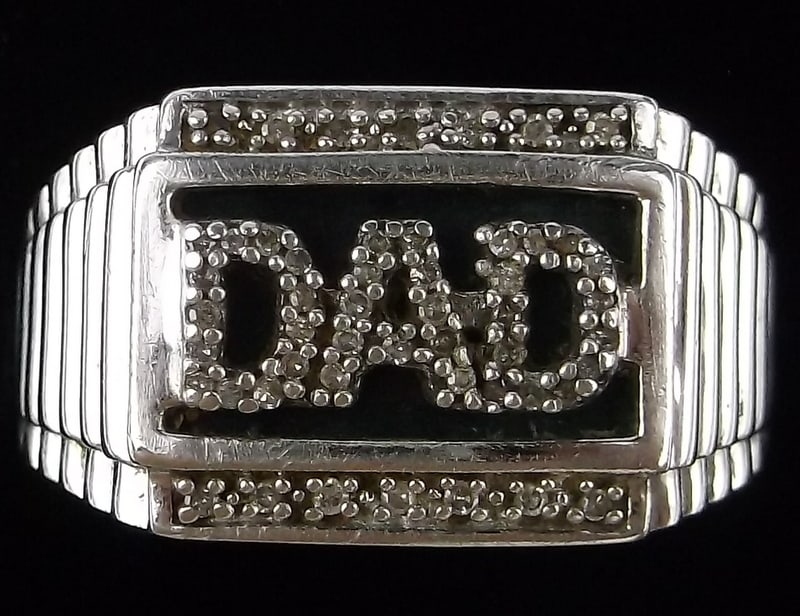 Mint Vintage Sterling Silver Diamond DAD Ring 11: Guaranteed Solid 925 Sterling Silver, in Excellent Condition