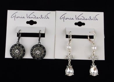 2 New Sets Gloria Vanderbilt Rhinestone Earrings $34