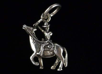 Mint Vintage Sterling Silver Horse Cowboy Pendant Charm: Guaranteed Solid 925 Sterling Silver, in Excellent Condition
