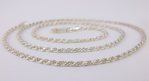 Mint Vintage Italian Sterling Silver Rope Chain Necklace 18"
