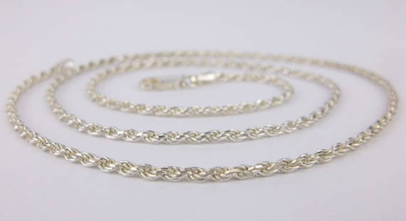 Mint Vintage Italian Sterling Silver Rope Chain Necklace 18": Guaranteed Solid 925 Sterling Silver, in Excellent Condition