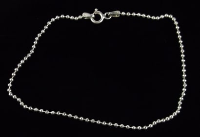 Mint Vint Italian Sterling Silver Ball Chain Bracelet Anklet 9"