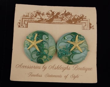 New Vintage Ashleighs Starfish Earrings On Card