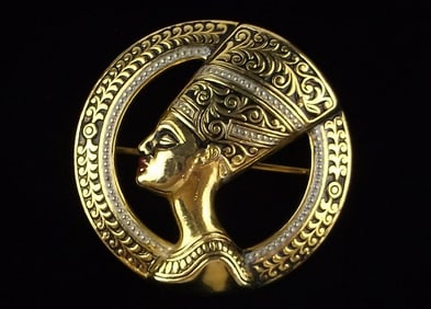 Mint Vintage 1960s Spain Egyptian Nefertiti Brooch