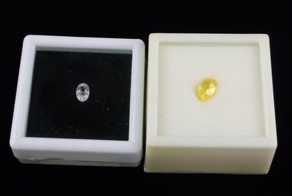 2 Mint Genuine Gemstone Lot Citrine and White Zircon
