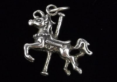 Mint Vintage Sterling Silver Carousel Horse Pendant Charm
