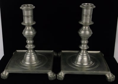 Mint Big 1950s Towle NewburyPort Pewter Candlesticks