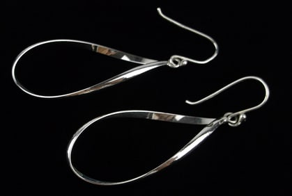 New Sterling Silver Twist Drop Earrings