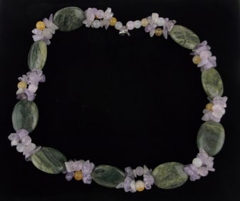 Mint Vintage Amethyst Jade Agate Necklace 18"