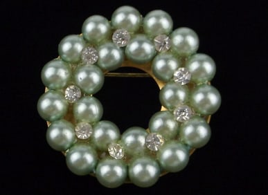 Stunning Vintage 1950s Celluloid Rhinestone Brooch