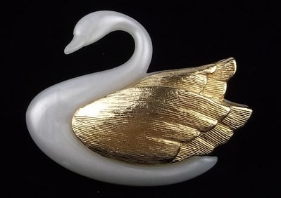 Mint Vintage Celluloid Swan Brooch