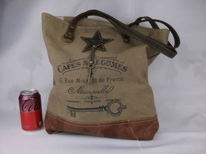 Mint Big Vintage Leather Canvas Myra Bag Handbag Purse: Mint Condition, In Like New Condition, Perfect
