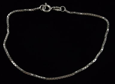 Mint Vint Italian Sterling Silver Box Chain Bracelet 7.25"