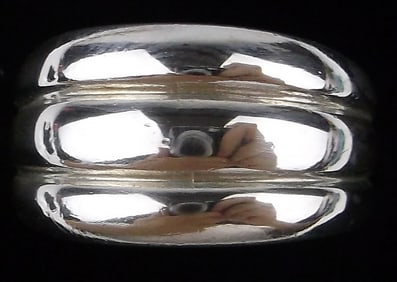 Stunning Thick Vintage Sterling Silver 3 Row Ring 7