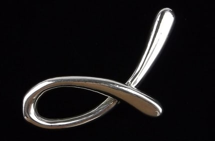 Mint Vintage Thick Sterling Silver Initial J Pendant