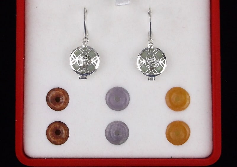 New Boxed Sterling Silver Jade Drop Earrings Interchangeable (1 of 4)