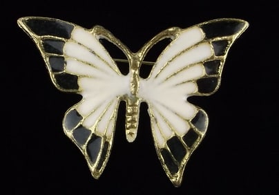 Gorgeous Vintage Enameled Butterfly Brooch