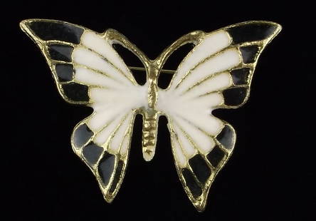 Gorgeous Vintage Enameled Butterfly Brooch: excellent condition