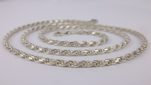 Mint Heavy Vint Italian Sterling Silver Rope Chain Necklace 24"
