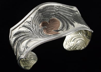 Mint Big Vint Montana Silversmiths Feather Cuff Bracelet 7.5"