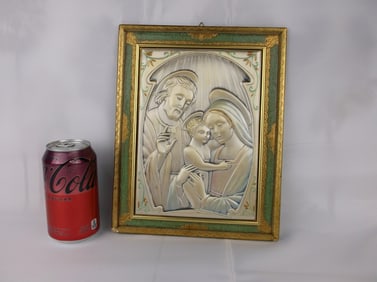 Mint 1960s 925 Sterling Silver Catholic Jesus Mary Artwork