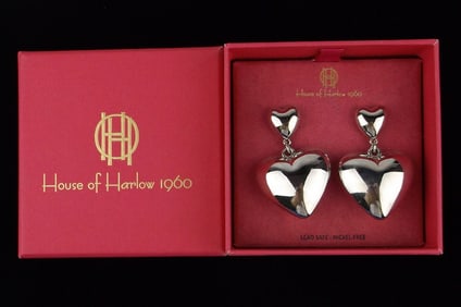 New Boxed House of Harlow Heart Drop Earrings