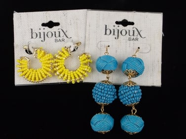 2 New Bijoux Bar Beaded Earrings Sets Lot $42