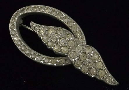 Gorgeous Antique 1930s Rhinestone Wings Brooch: excellent condition