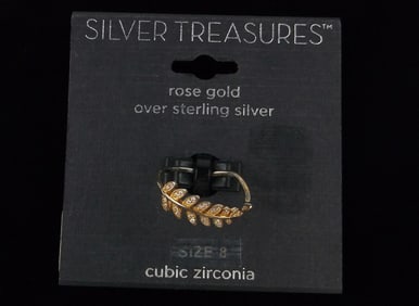 New Gold Over Sterling Silver Leaf Ring 8 $42 On Card