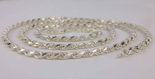Big New Heavy Italian Sterling Silver Rope Chain Necklace 30": Solid Sterling Silver Guaranteed, in Brand New Never Worn Condition.