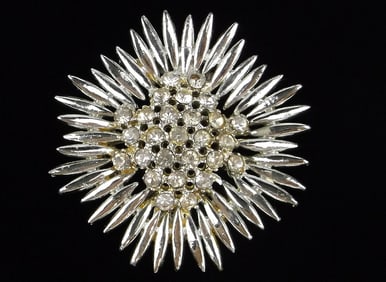 Stunning Vintage 1950s Rhinestone Starburst Brooch