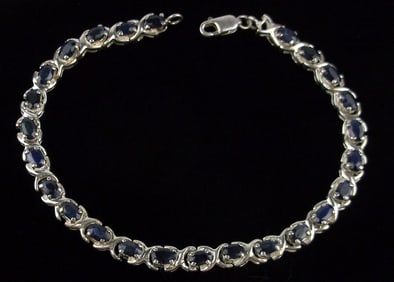 Mint Vint Sterling Silver 8cttw Sapphire Tennis Bracelet 8"