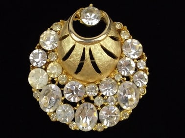 Mint Vintage 1950s Designer Rhinestone Brooch