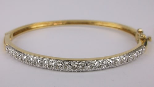 Mint Vint Thick Gold Over Sterling Diamond Bracelet 7"