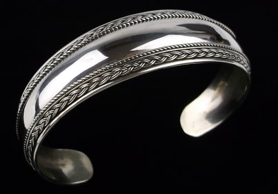 Mint Vintage Heavy Sterling Silver Cuff Bracelet 7-8"