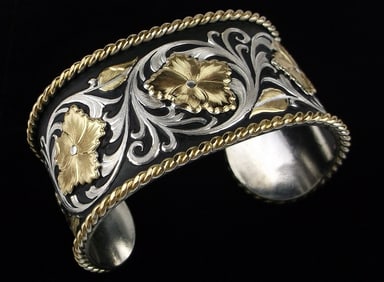 Big Stunning Vint Montana Silversmiths Cuff Bracelet 7-8"