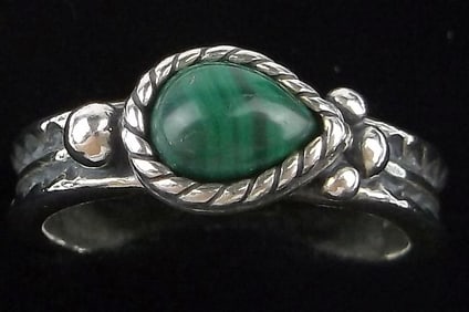 New Thick Carolyn Pollack Sterling Silver Malachite Ring 6