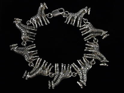 New Vint Thick Heavy Sterling Silver Giraffe Bracelet 7.75": Solid Sterling Silver Guaranteed, in Brand New Never Worn Condition.